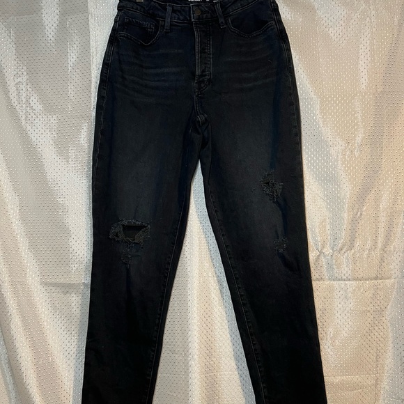 Old Navy Denim - Old Navy High Rise Black Ladies Curvy OG Straight Leg Sz 8 Tall Distressed Edgy